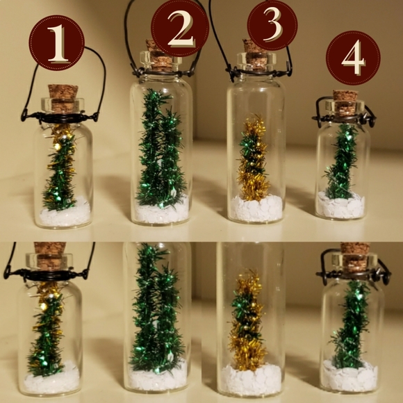 Miniature Christmas Tree in a Bottle Ornaments - Picture 3 of 10
